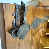 Antique 19th century Biedermeier art deco chest of drawers in walnut with wrought iron locks
