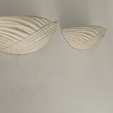 Pair of vintage speckled beige plaster wall lights, France 1970s