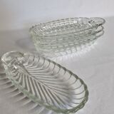 Set of four vintage "Banana Split" ice cream cups in the shape of a palm leaf, 22 cm