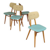 Set of 4 TON Bystrice (Thonet) light blue wooden chairs, lot 2.
