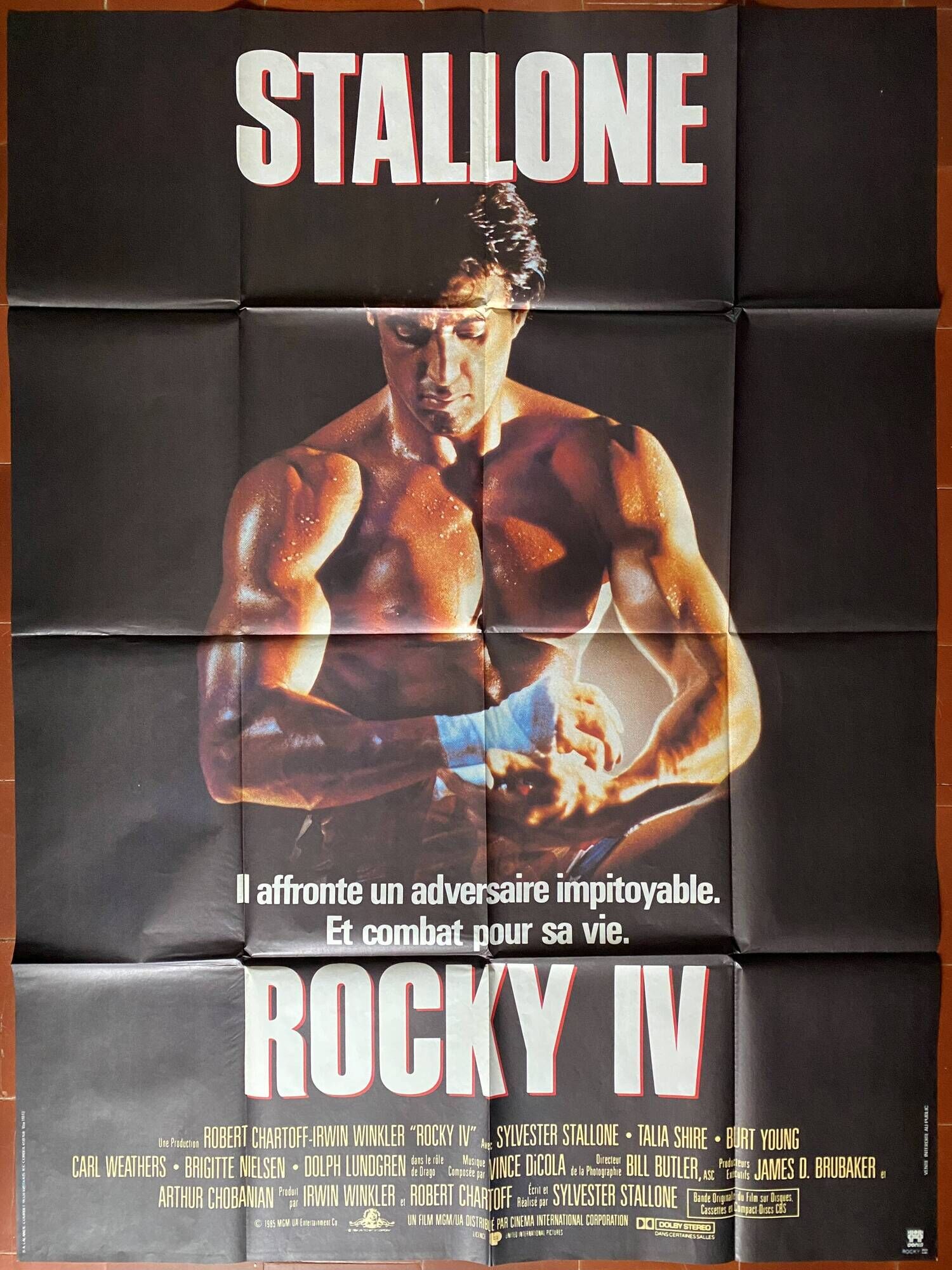 Original cinema poster "Rocky IV" Sylvester Stallone 120x160cm 1985