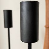 Trio of Vintage Teak and Steel Candlesticks