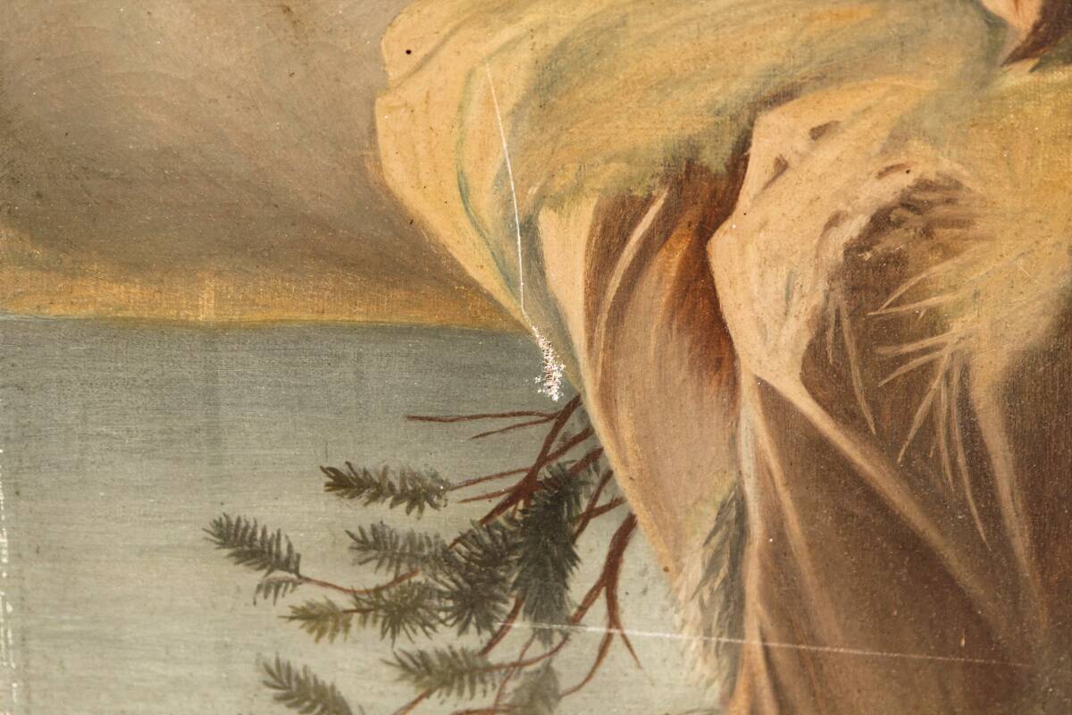 Oil on canvas, eagle and its prey, 19th century