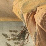 Huile sur toile, aigle et sa proie, 19ème siècle