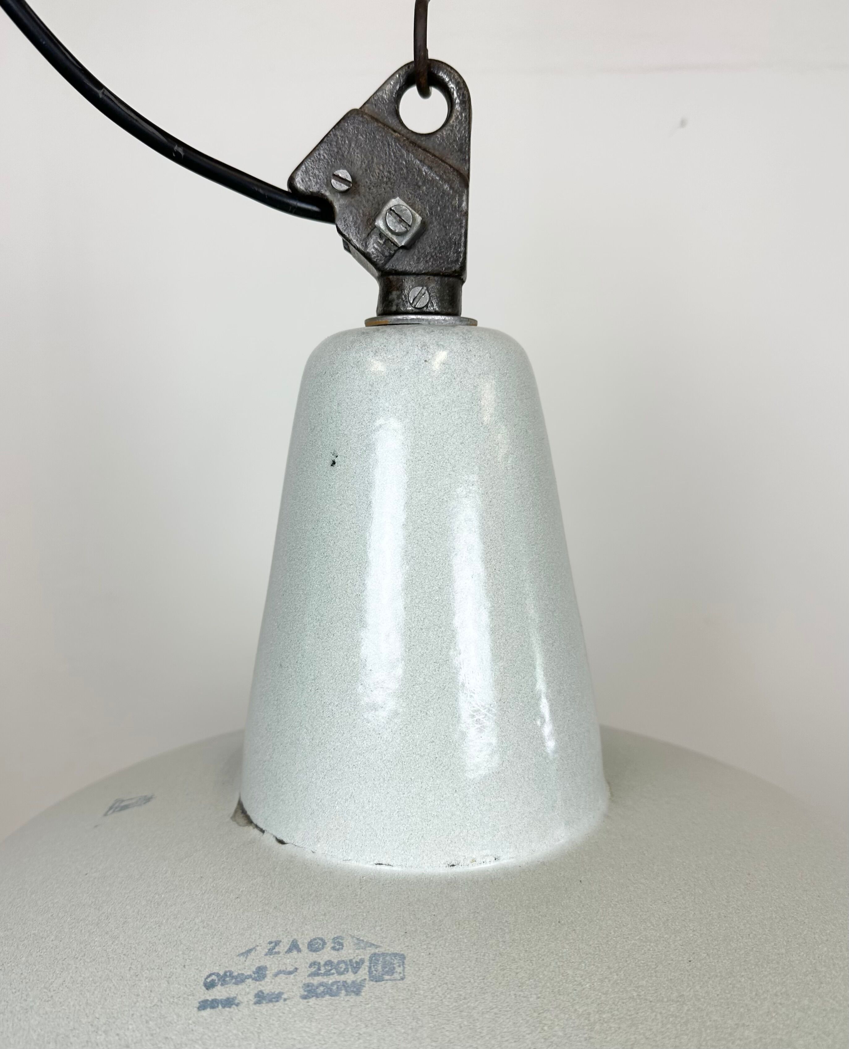 Industrial Grey Enamel Factory Pendant Lamp from Zaos, 1960s