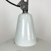 Suspension industrielle en émail gris d’usine de Zaos, années 1960