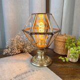 Lamp in brass, bronze and glass