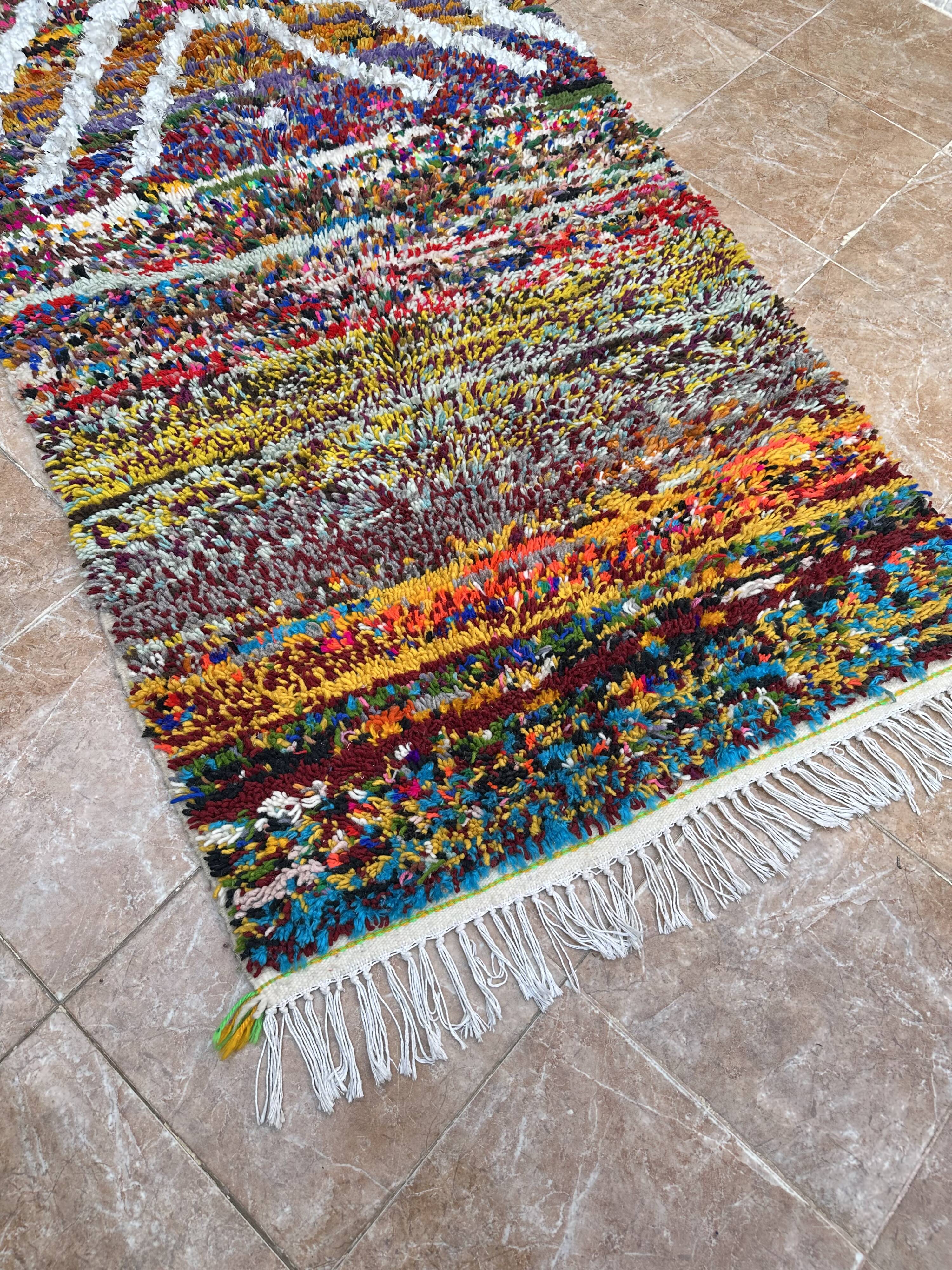 Handmade Azilal Moroccan rug, Berber rug woven from wool.