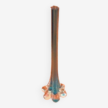 Vase soliflore " pied d' éléphant "   Verre transparent / turquoise