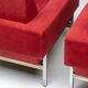 Red Kiushu armchairs by Saporiti characteristic of mid-20th century Italian modern design.