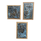 Triptyque vintage en cuivre repoussé Judaïsa - signé