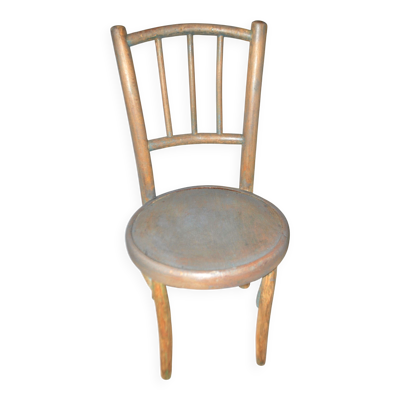 Chaise enfant bistrot en bois courbé tourné style Fischel Thonet 1950