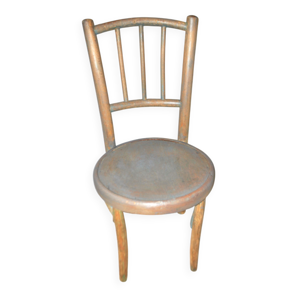 Chaise enfant bistrot en bois courbé tourné style Fischel Thonet 1950