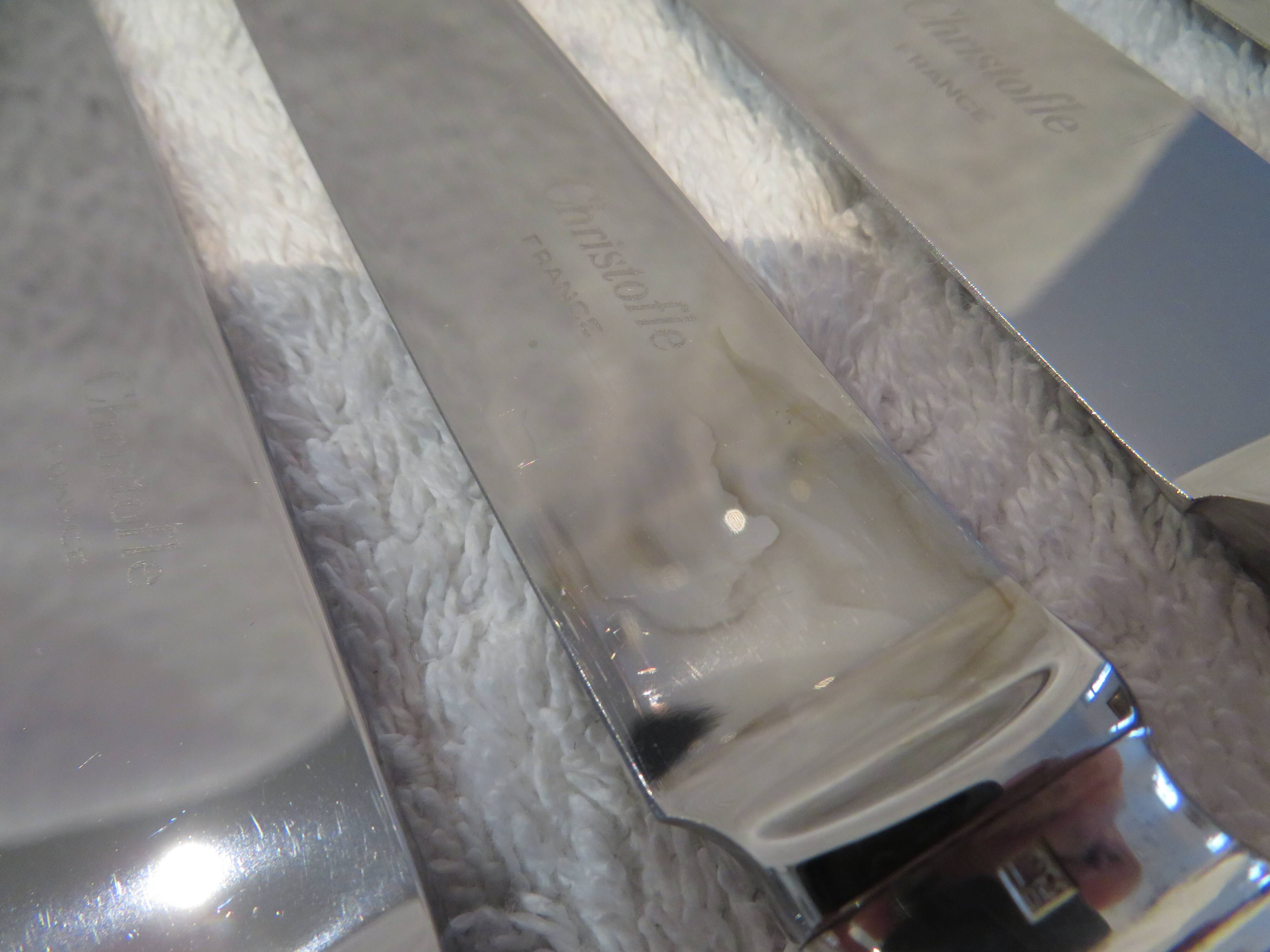 12 silver plated table knives, Christofle Atlantide model