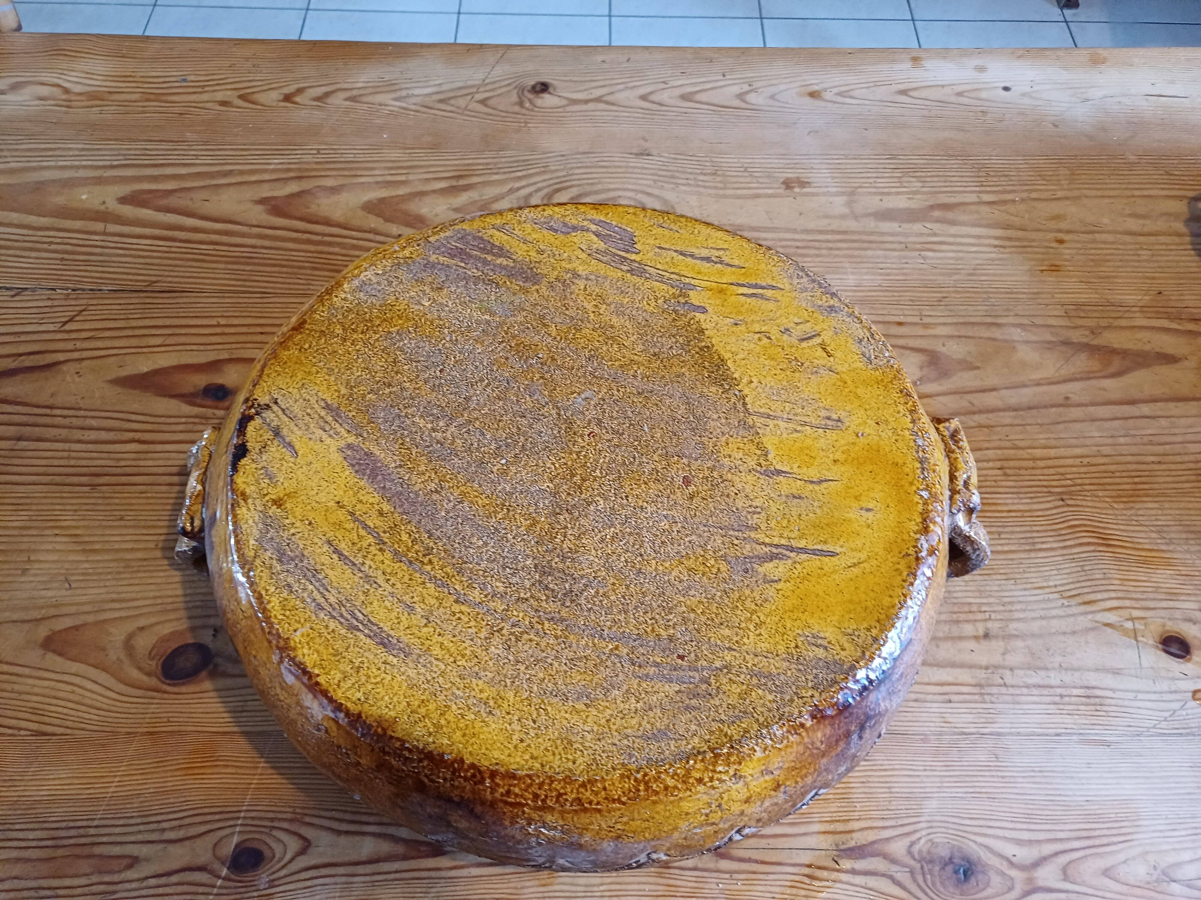 19th century enamelled terracotta dish