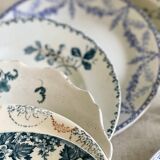 9 mismatched blue ironstone plates