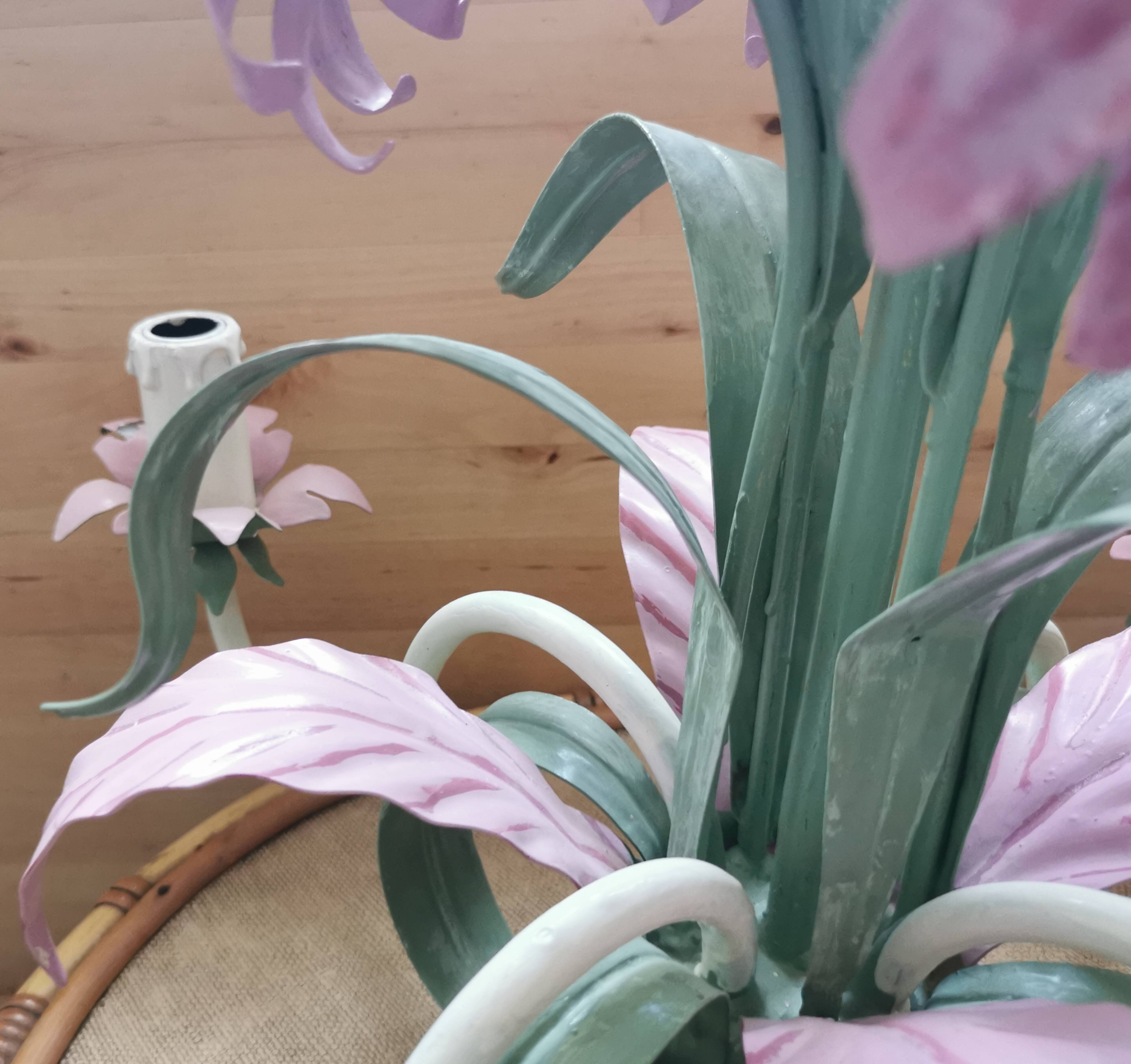 Lustre iron and painted sheet flowers camellias