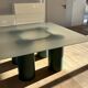 Table 160 × 160 inspiration Vignelli & 8 chaises cuir Gorini Divani