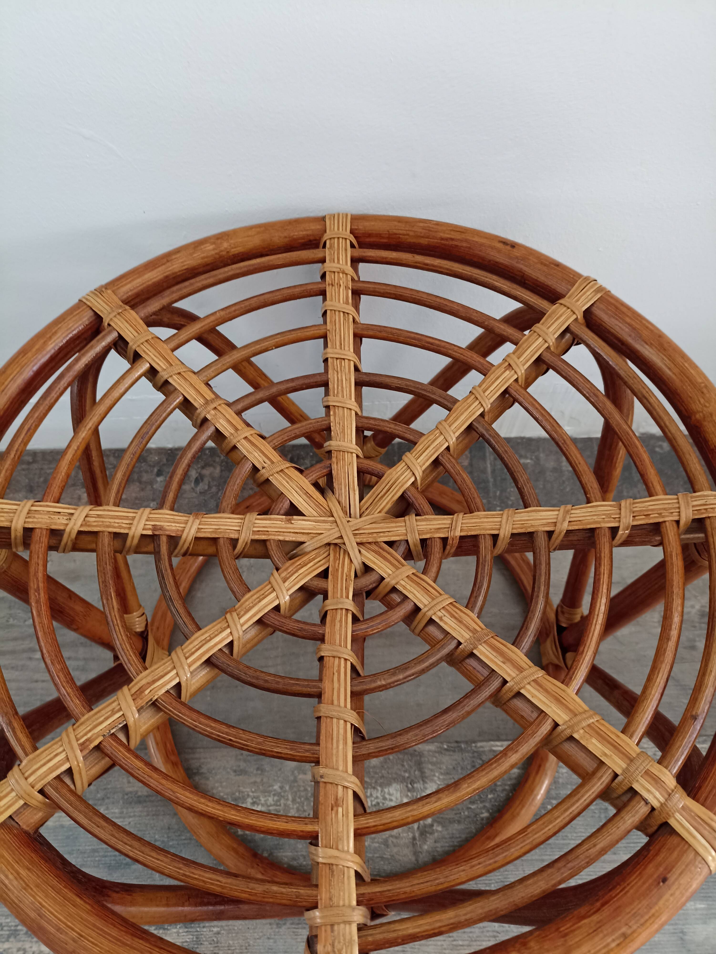 Pouf bambou vintage
