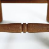 Low fireplace chairs, French, wood and straw set of 2