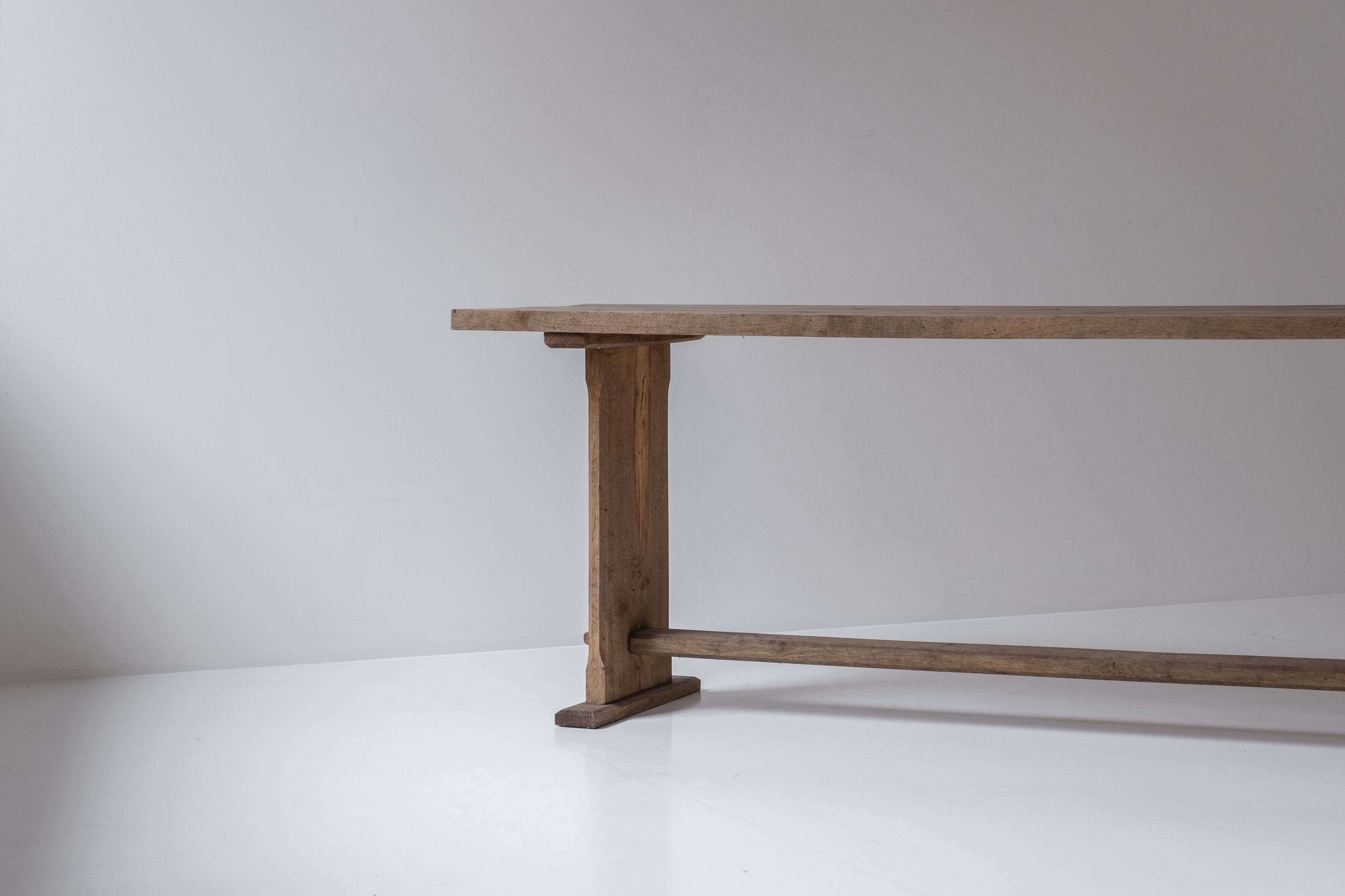 Rustic side table in elm from France, designed and handmade in the 1950s.