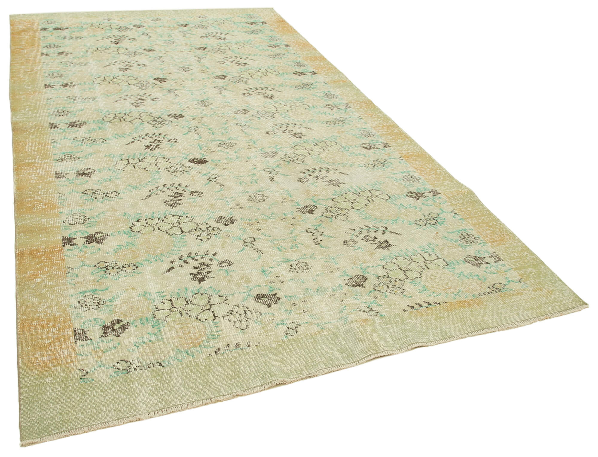 Handmade wool oriental beige rug 181 cm x 327 cm
