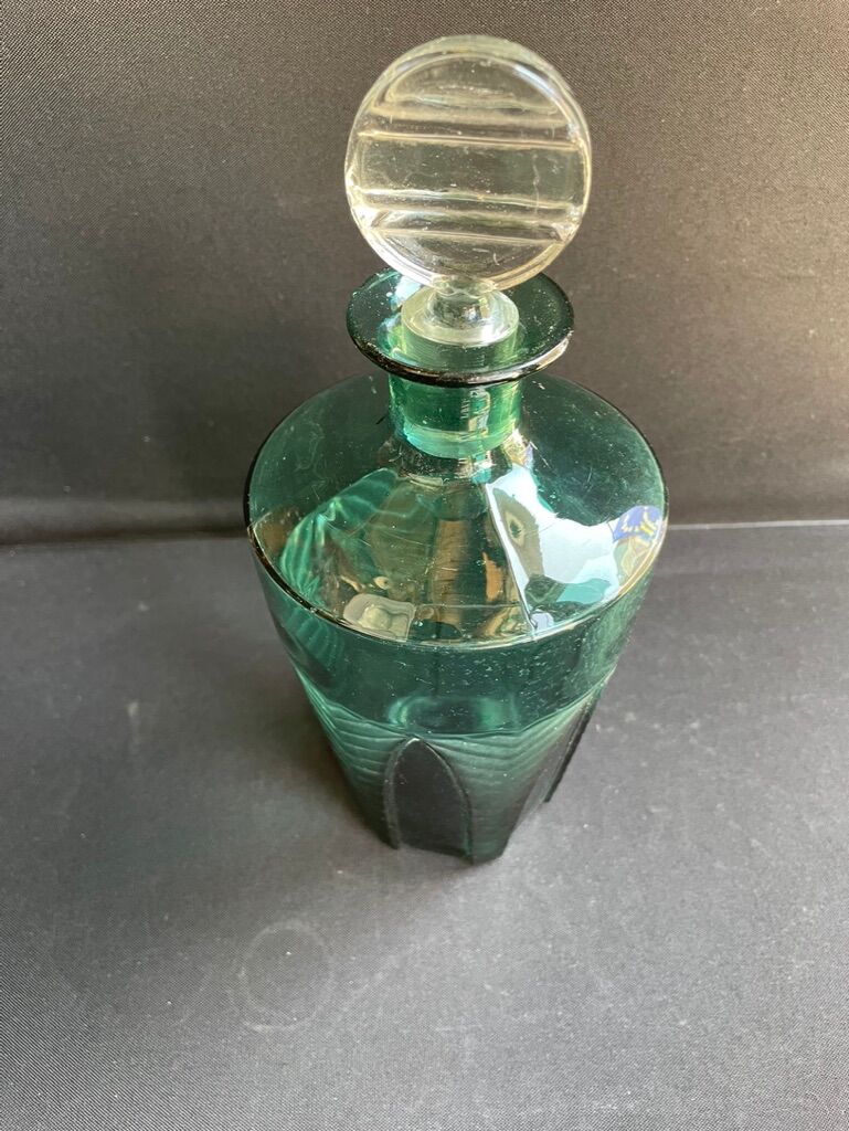 Carafe Art déco bleu turquoise