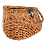 Woven wicker basket with handle