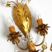 Pair of gold plated Italian 1980's floral Regency Murano glass sconces