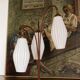 Lampadaire Lunel, 3 tulipes en verre blanc