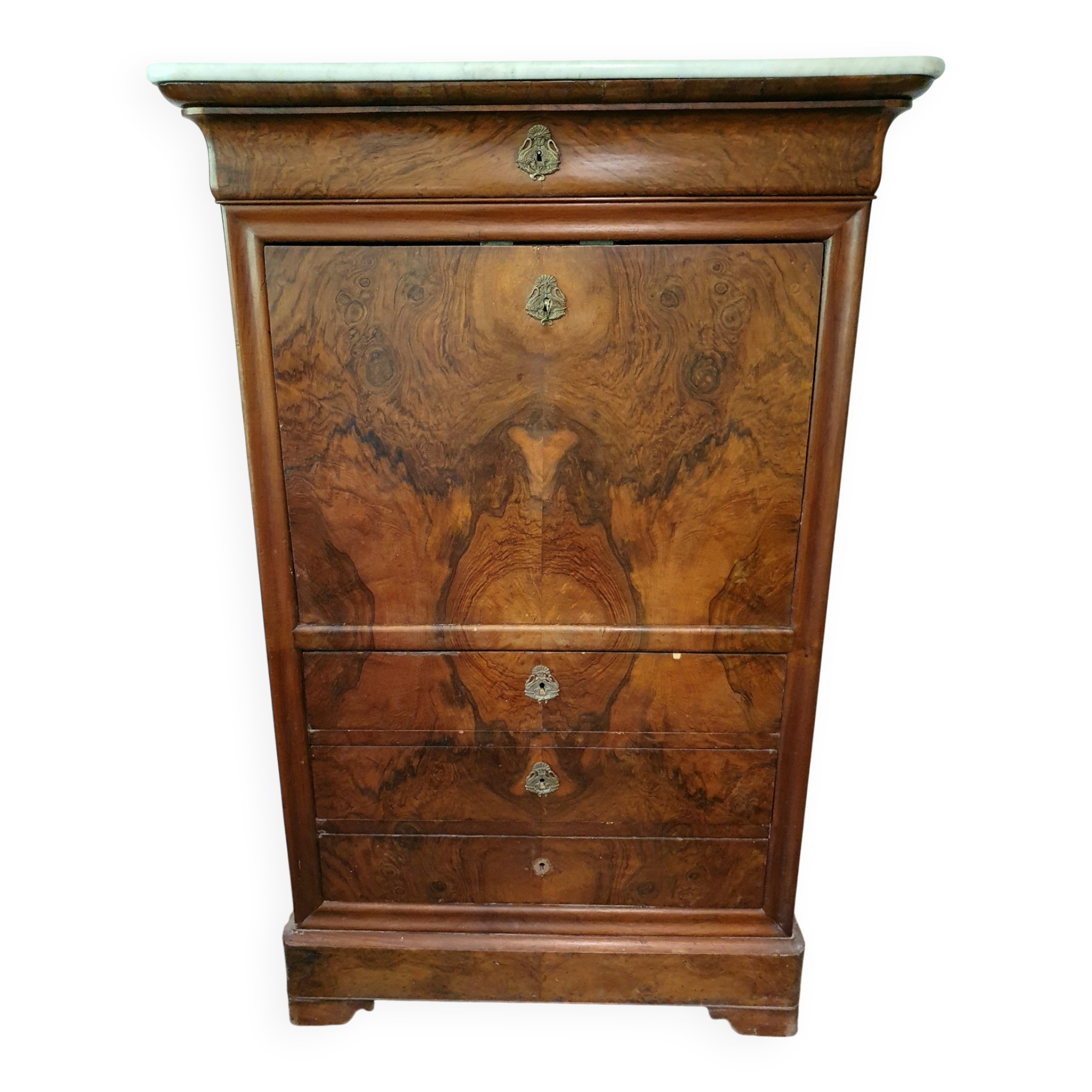 Former secretary Louis-Philippe in walnut and marble – 19th century