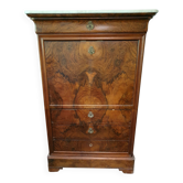 Ancien secrétaire Louis-Philippe en noyer et marbre – XIXe siècle