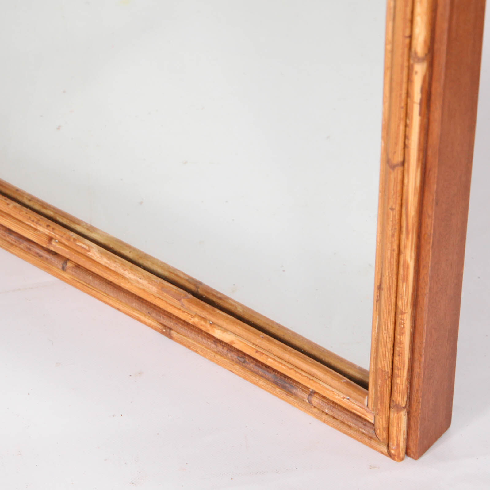 3-panel rattan and mirrored room divider