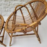 Pair of rattan basket armchairs, 1960s