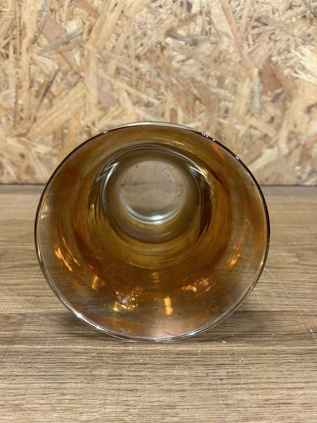 Old golden vintage cone vase, tense décor, 50s, 60's