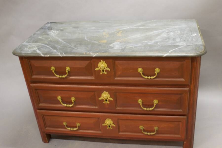 Painted Louis XIV commode with faux marble top.