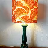 Vintage green ceramic lamp with custom shade