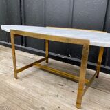 Coffee table carrara marble/solid brass 1960