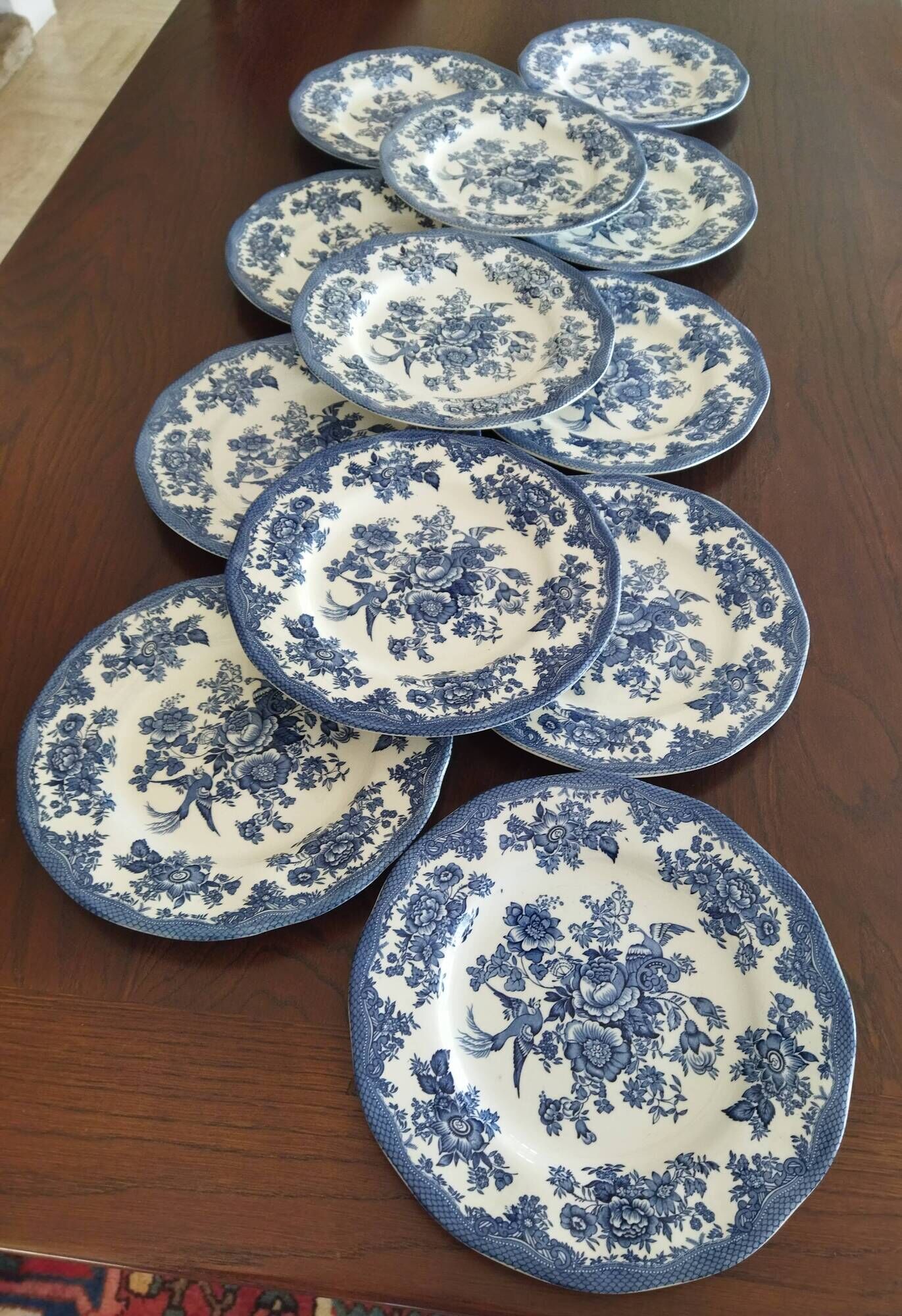 12 English dinner plates Enoch Wedgwood "Asiatic Pheasants"