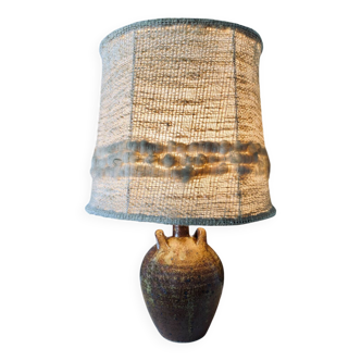 Lampe artisanale en grès pyrite 1970