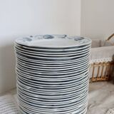 6 flat plates - Antique tableware set 82 pieces Sarreguemines earthenware Art Nouveau style