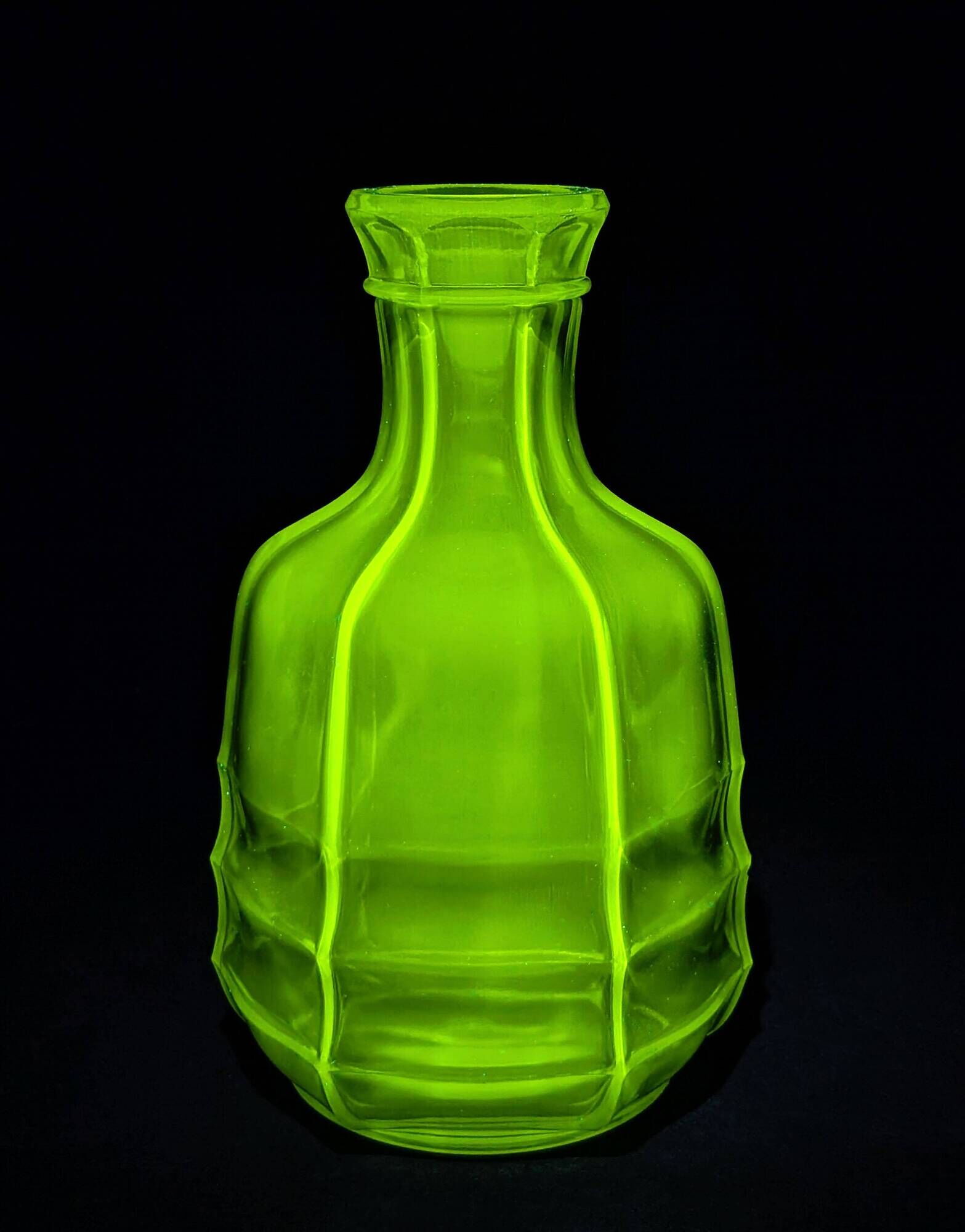 Vintage Czechoslovak Green Glass Carafe with Matching Tumbler