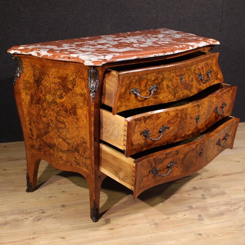 Lombard inlaid dresser in Louis XV style with marble top