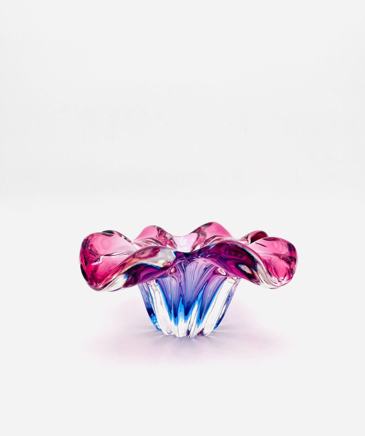 Sculptural bowl by Josef Hospodka, Bohemian Crystal, Chribska, circa 1960.