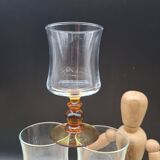 Set of 6 antique Luminarc glasses with amber feet