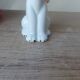 Vintage Small Romantic Ceramic Dog Figurine with Pink Flower Fabric Ribbon