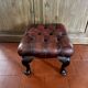 Vintage 1970s Chesterfield red leather footrest