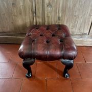 Vintage 1970s Chesterfield red leather footrest