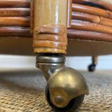 2-tiered round bamboo bar cart in the style of Vivai del Sud, Italy, 1960s