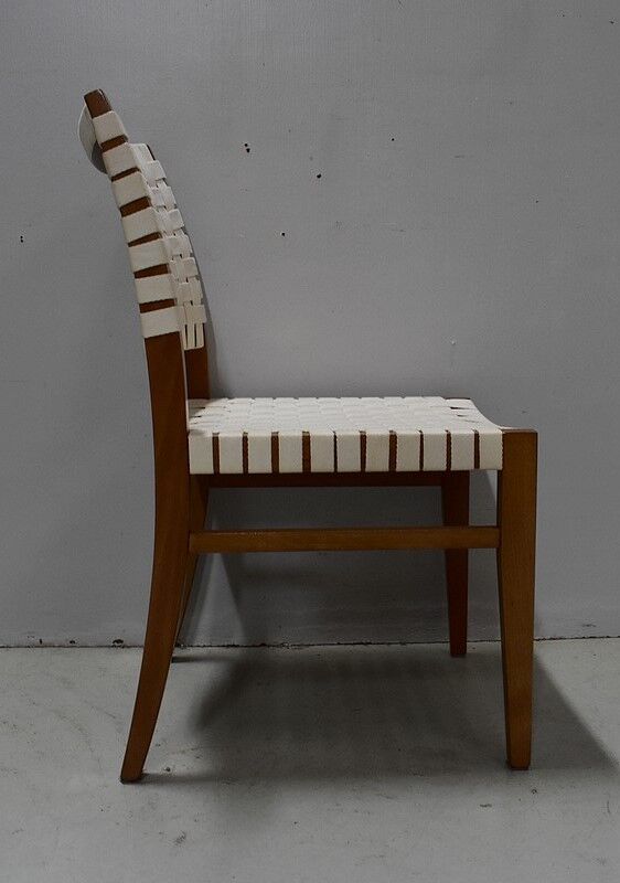 Suite of 6 vintage chairs in light beech late 20th